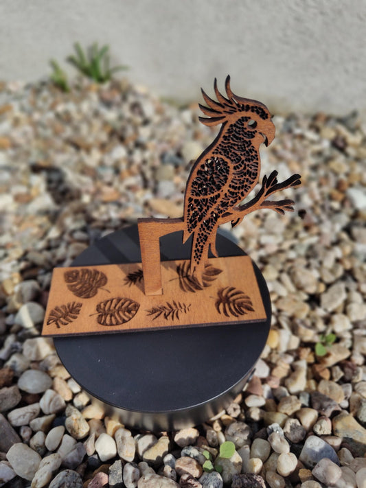 Laser Cut Wooden Parrot Decor: Tropical Jungle Ornament