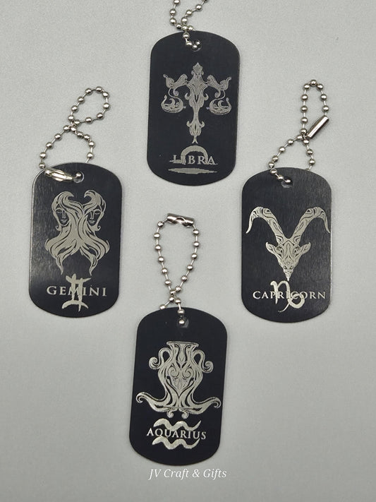 Zodiac Army Tag Necklace – Personalized Astrology Dog Tag