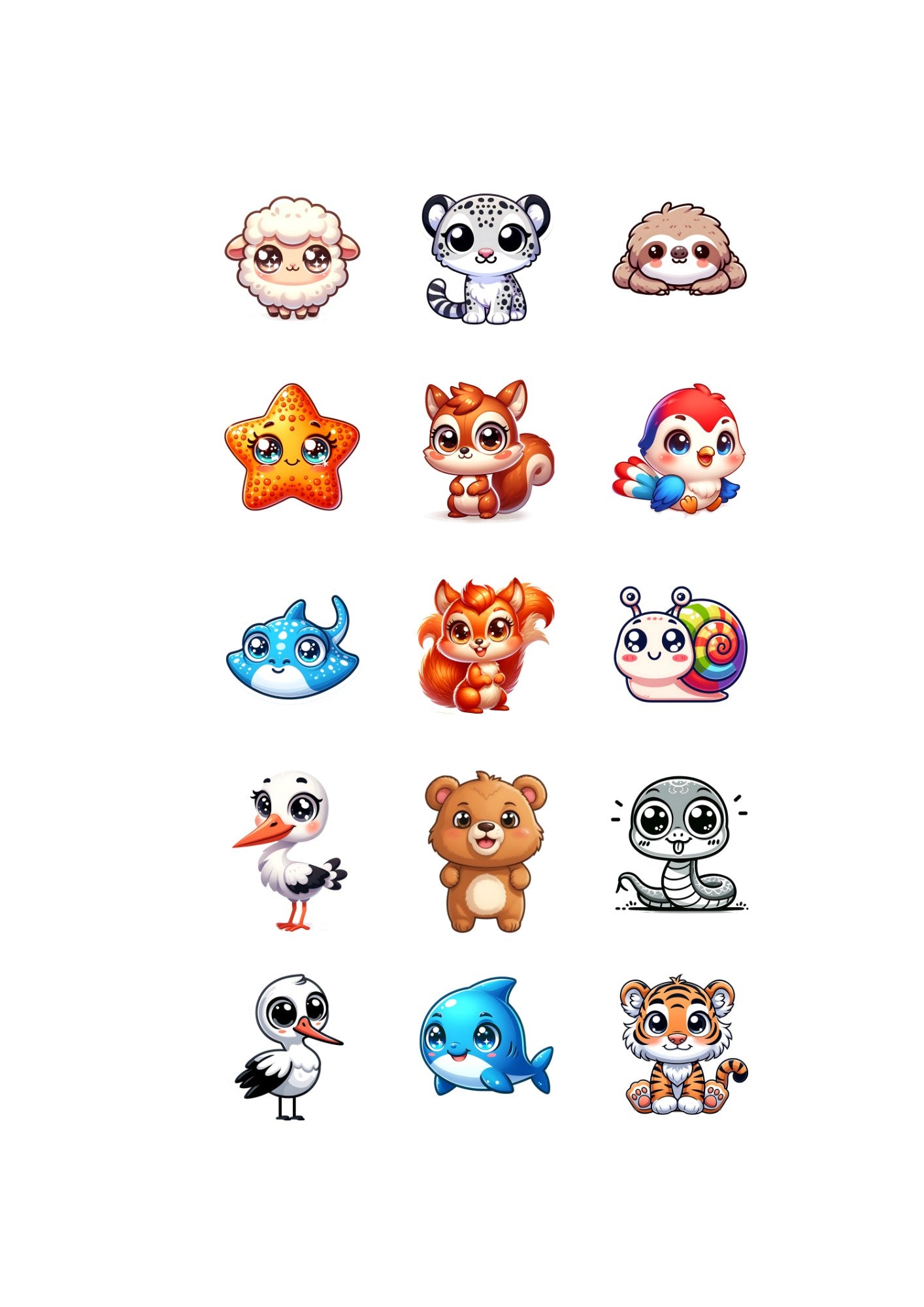 Cute Animal Sticker Pack – 15 Waterproof Stickers