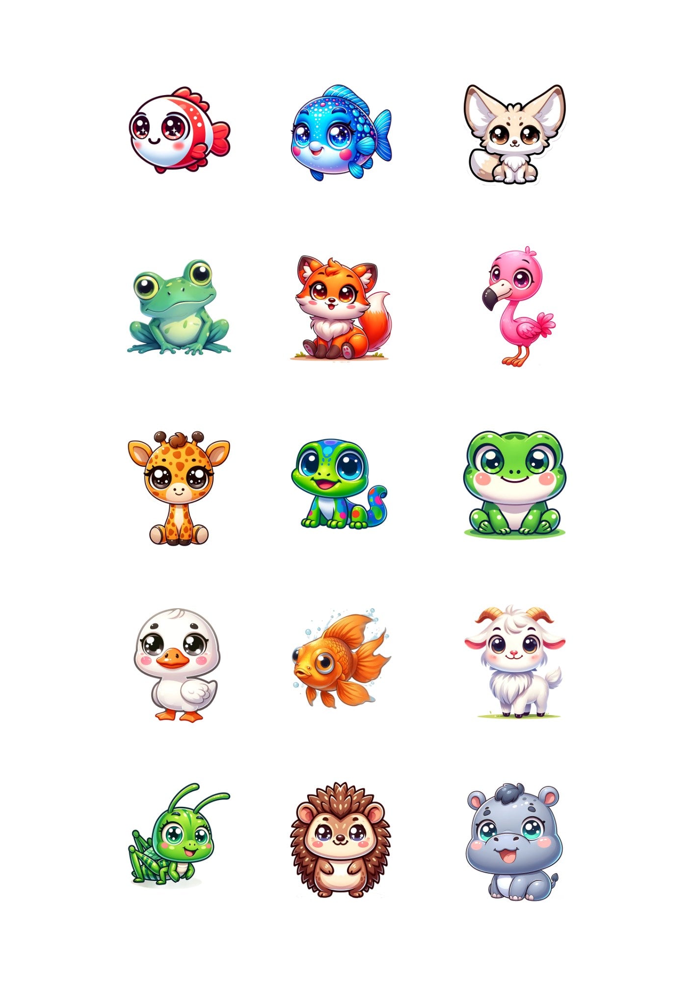 Cute Animal Sticker Pack – 15 Waterproof Stickers