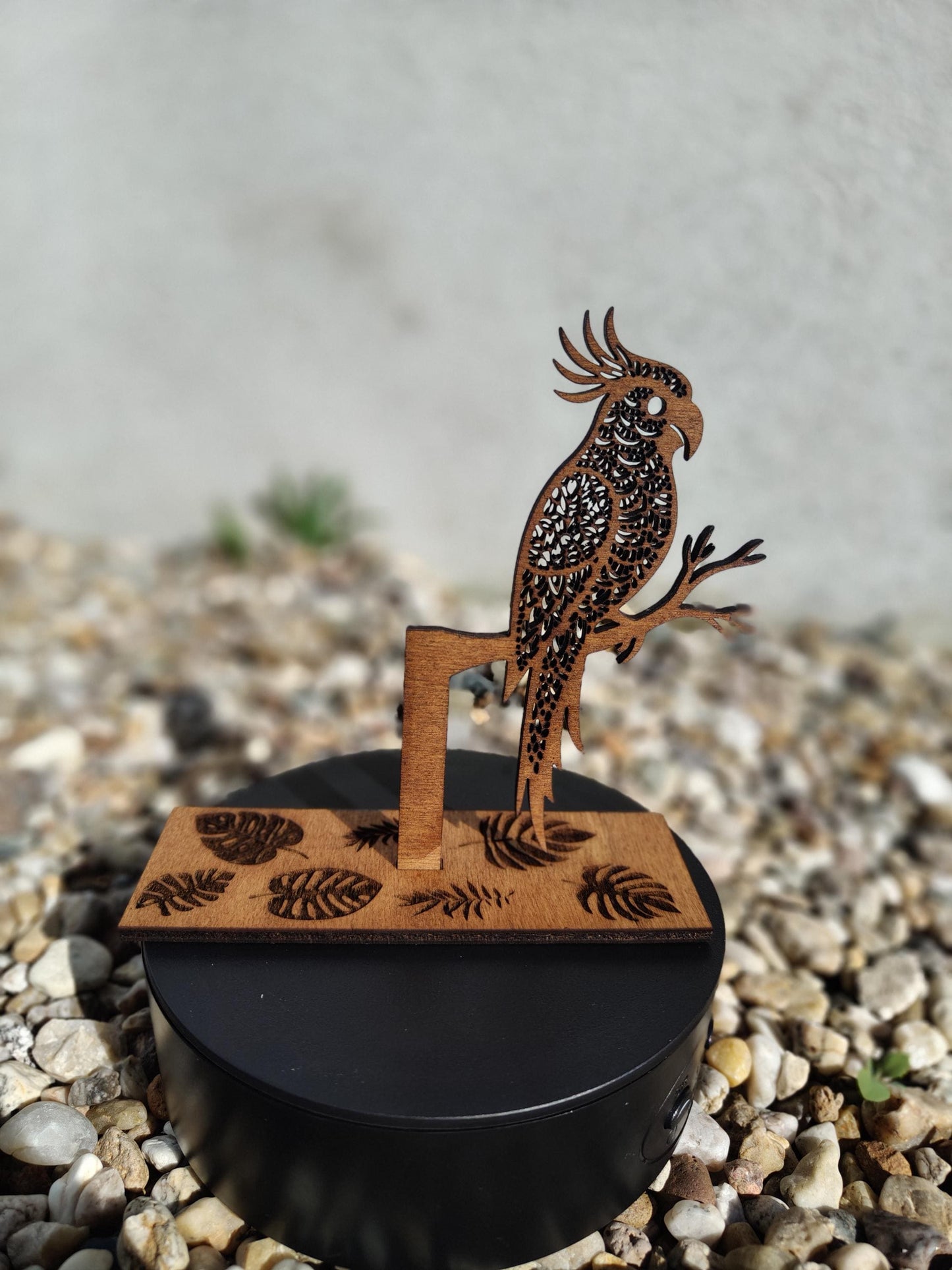 Laser Cut Wooden Parrot Decor: Tropical Jungle Ornament
