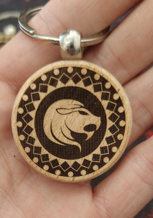 Zodiac Wooden Keychains – Handcrafted & Laser Engraved Astrology Gift