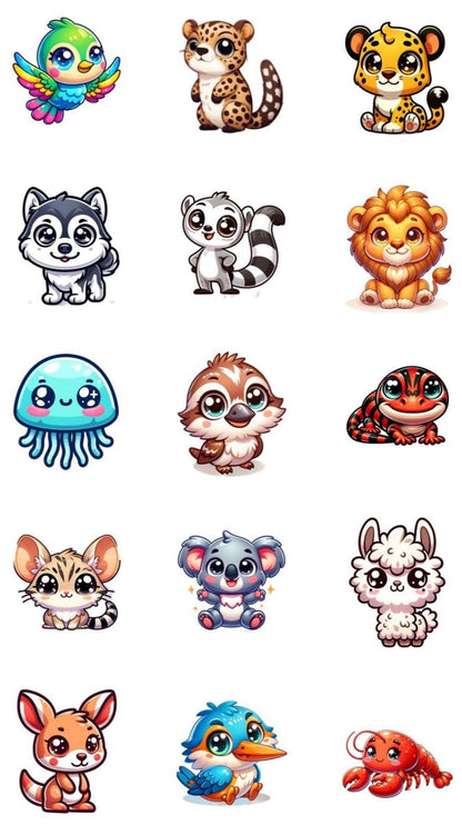 Animal Sticker Pack – Waterproof Sublimation Vinyl, 15/Sheet