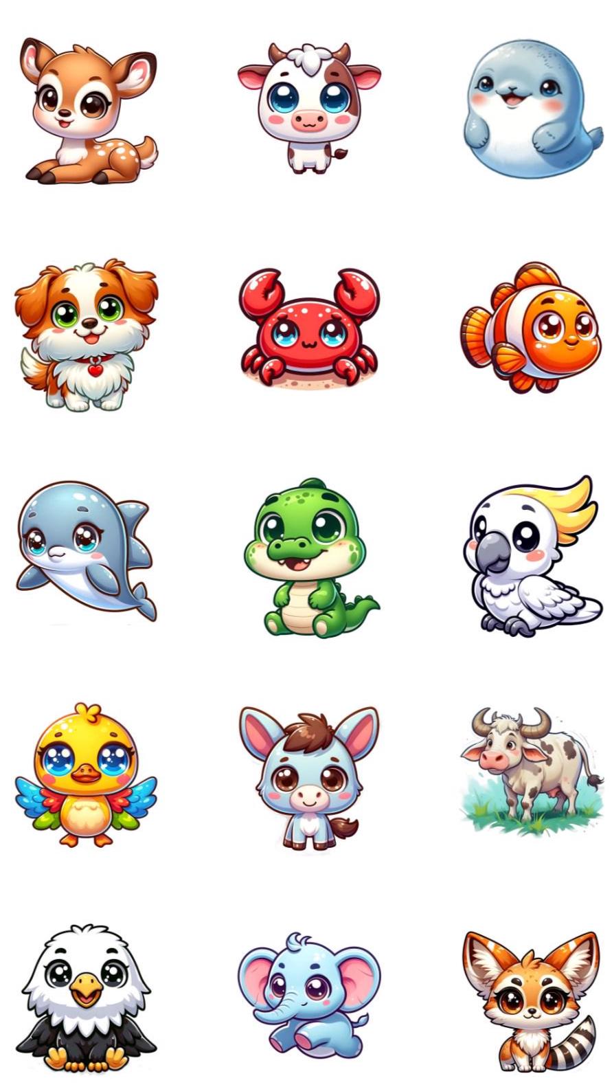 Animal Sticker Pack – Waterproof Sublimation Vinyl, 15/Sheet