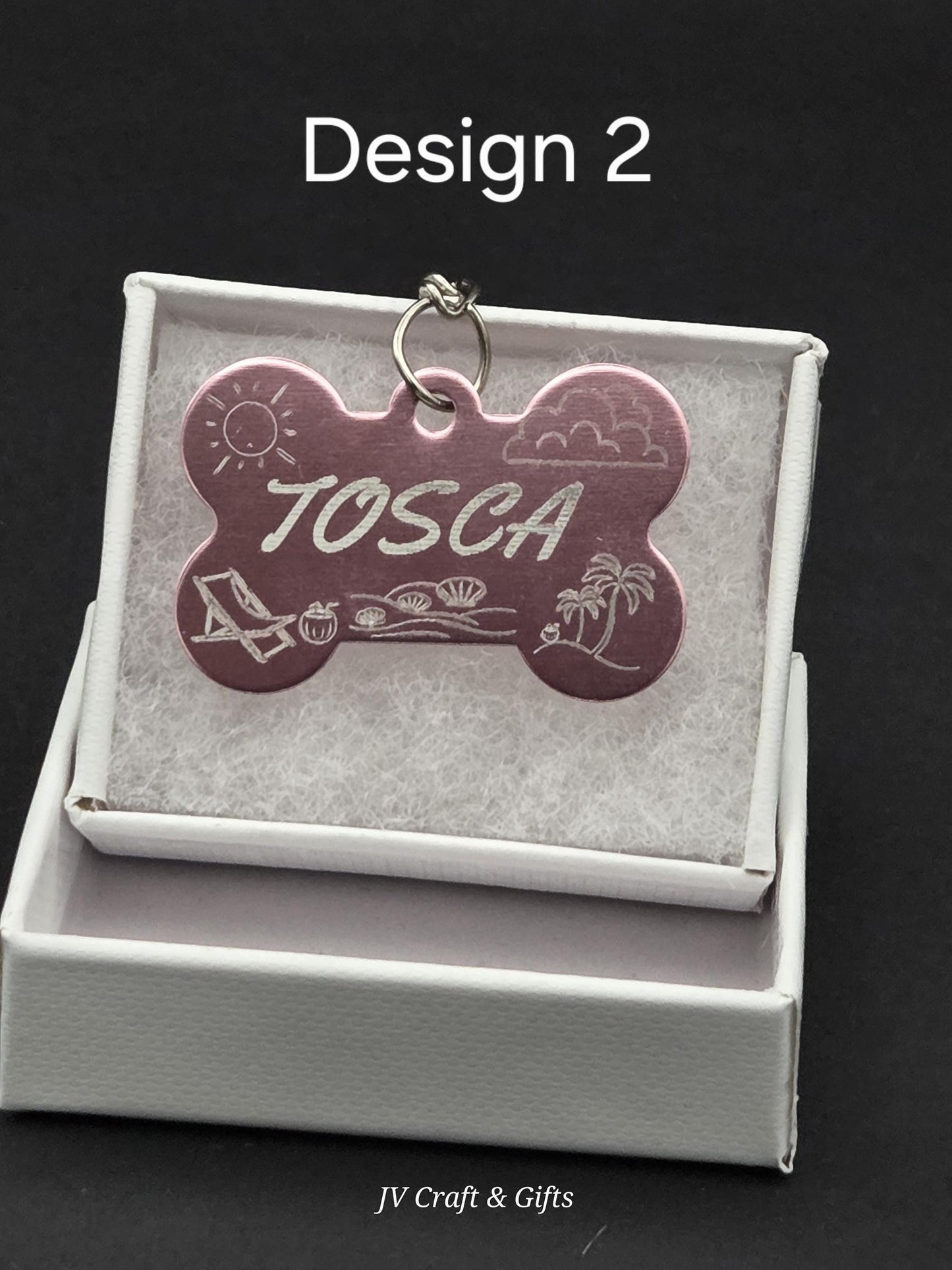 Personalized Summer Dog Tag – Engraved Beach and Travel Designs