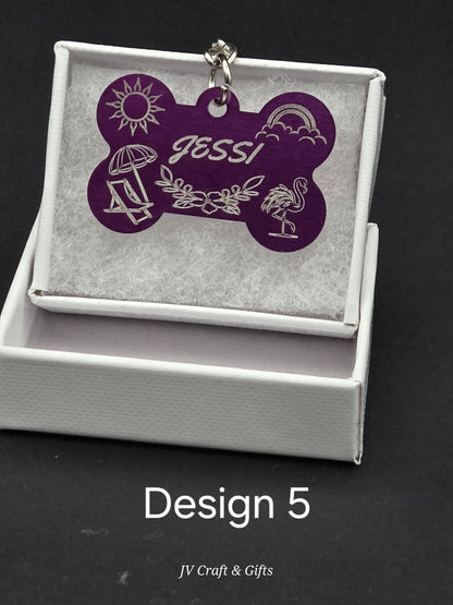 Personalized Summer Dog Tag – Engraved Beach and Travel Designs