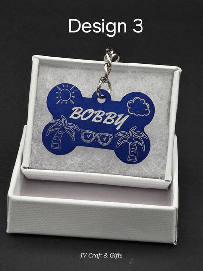 Personalized Summer Dog Tag – Engraved Beach and Travel Designs