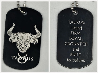 Zodiac Army Tag Necklace – Personalized Astrology Dog Tag