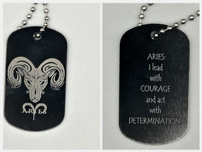 Zodiac Army Tag Necklace – Personalized Astrology Dog Tag