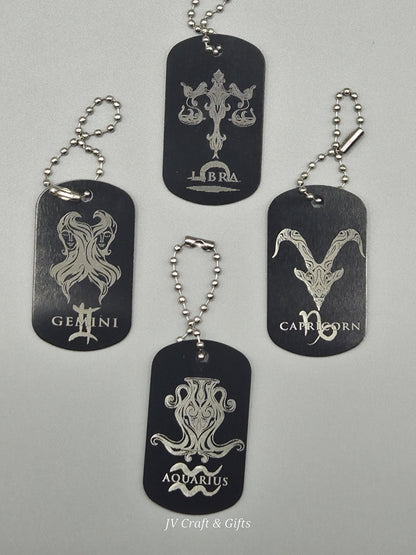 Zodiac Army Tag Necklace – Personalized Astrology Dog Tag