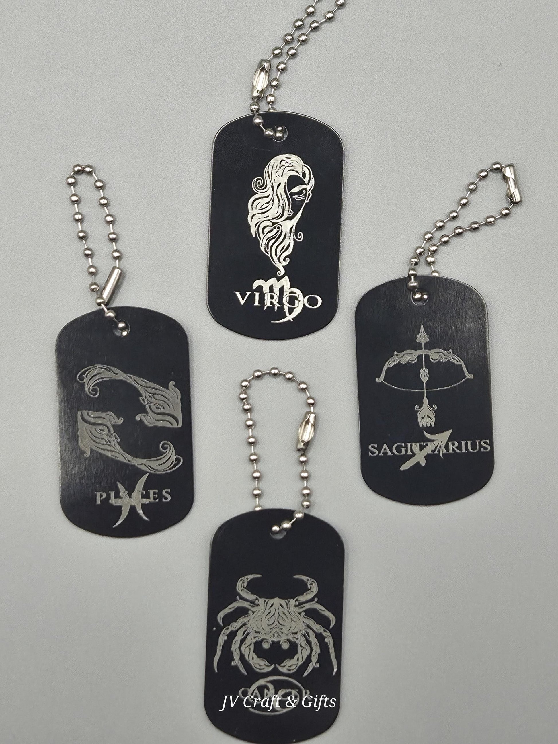 Zodiac Army Tag Necklace – Personalized Astrology Dog Tag