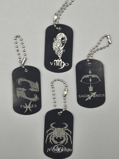 Zodiac Army Tag Necklace – Personalized Astrology Dog Tag