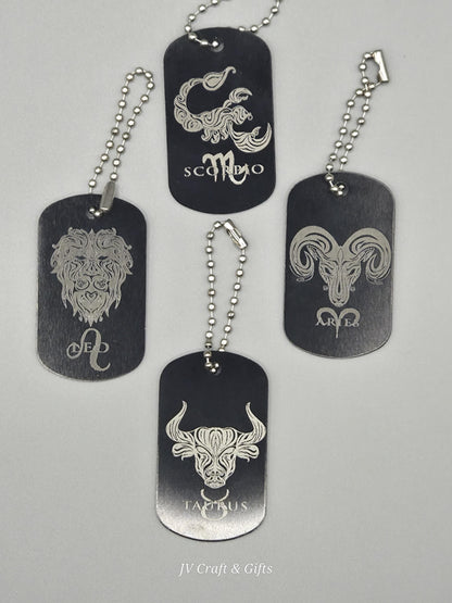 Zodiac Army Tag Necklace – Personalized Astrology Dog Tag