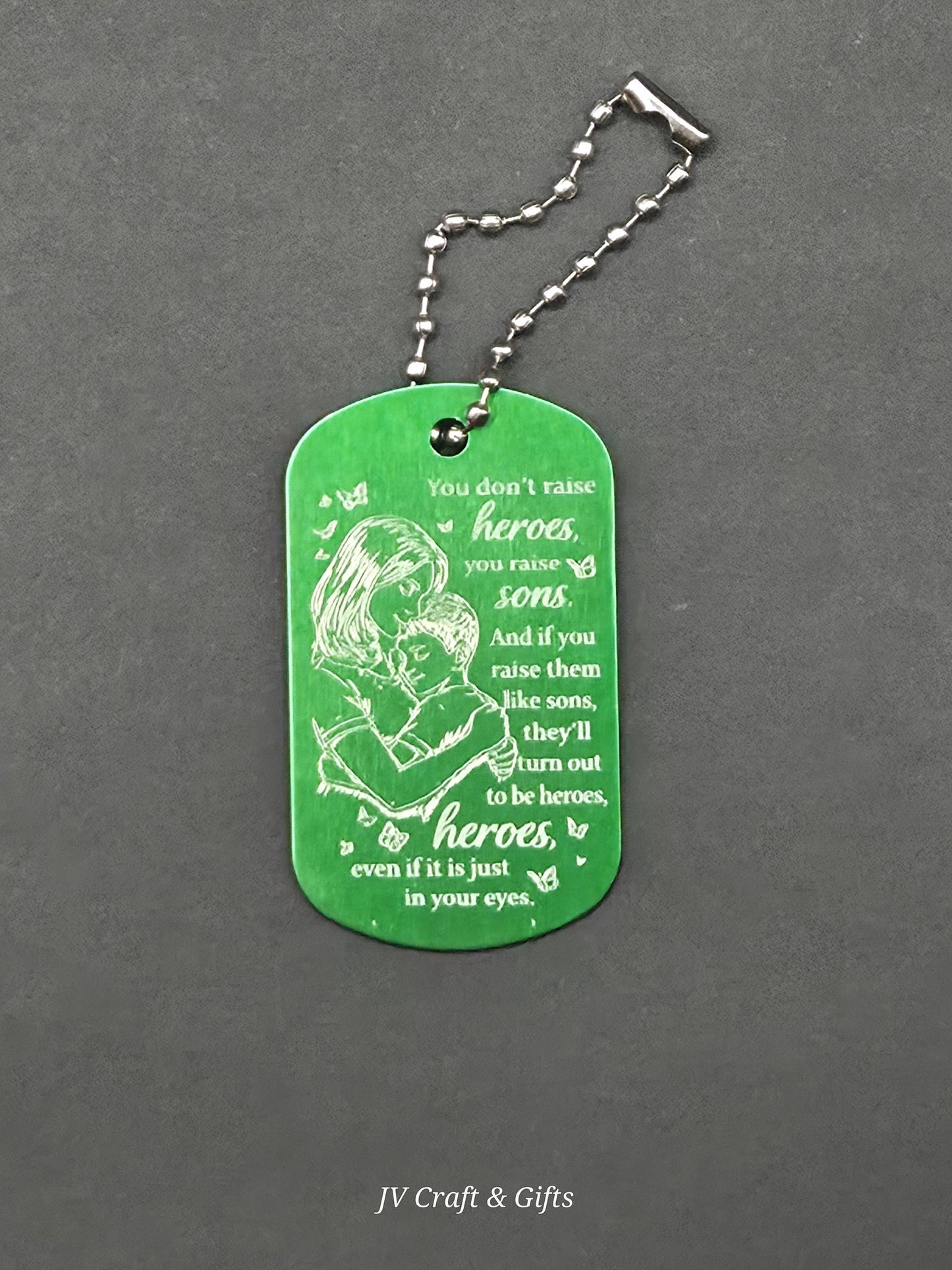 Family Message Army Dog Tag – Mother Son Daughter Gift – Engraved Family Necklace – Forever Keepsake