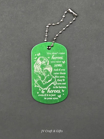 Family Message Army Dog Tag – Mother Son Daughter Gift – Engraved Family Necklace – Forever Keepsake