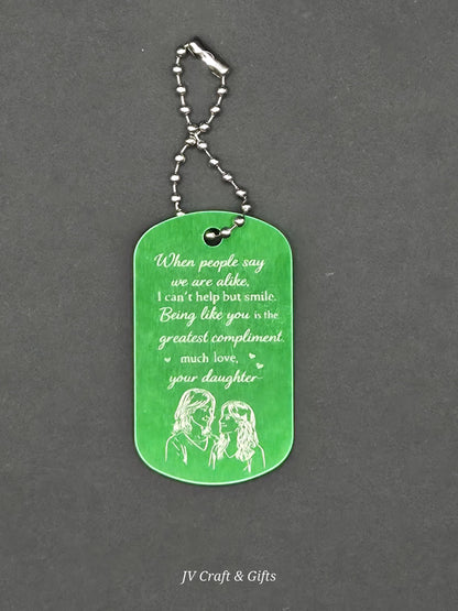 Family Message Army Dog Tag – Mother Son Daughter Gift – Engraved Family Necklace – Forever Keepsake
