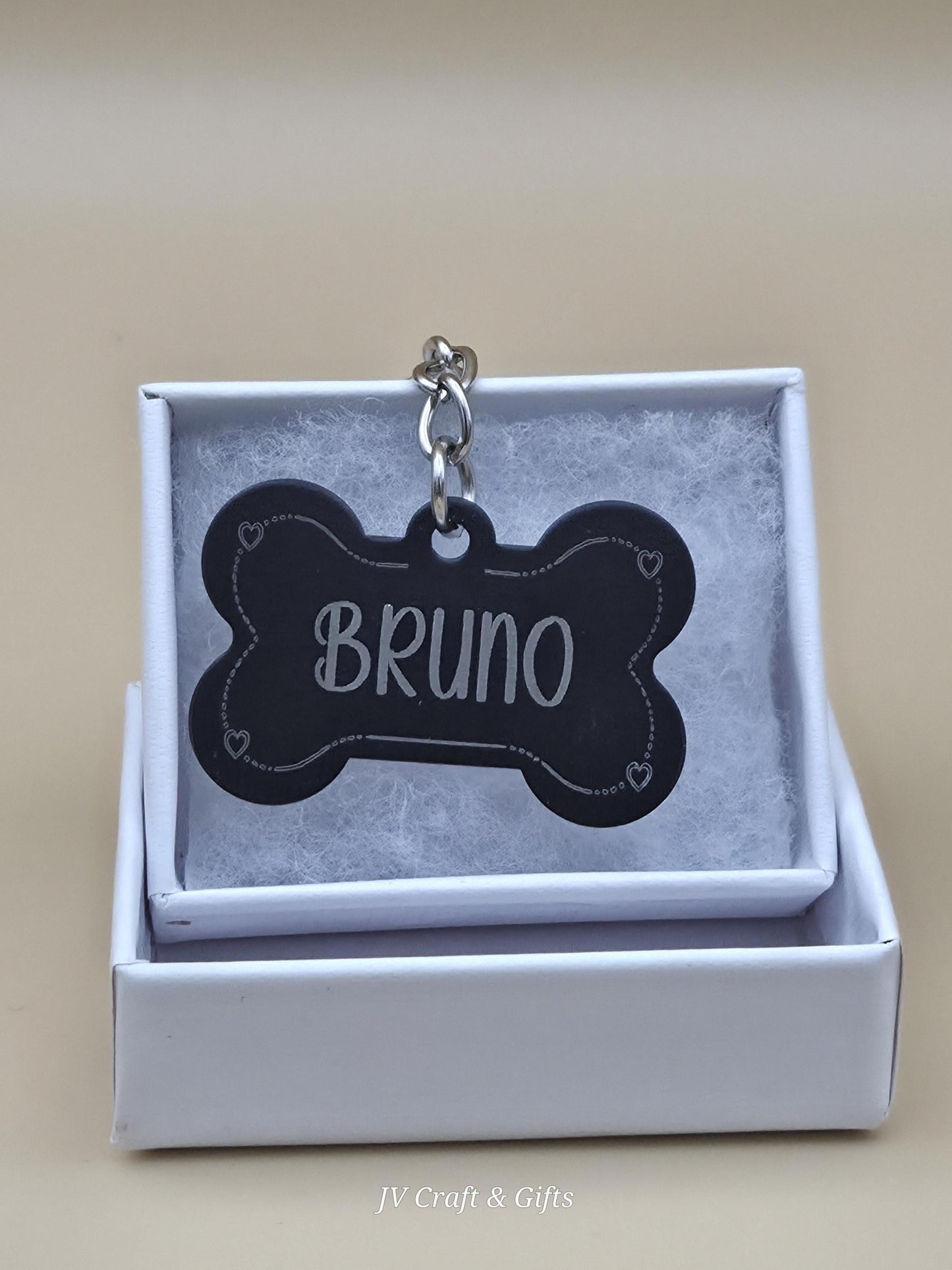 Personalized Dog Tag Bone Shape | Custom Pet ID Tag | Engraved Name & Phone Number