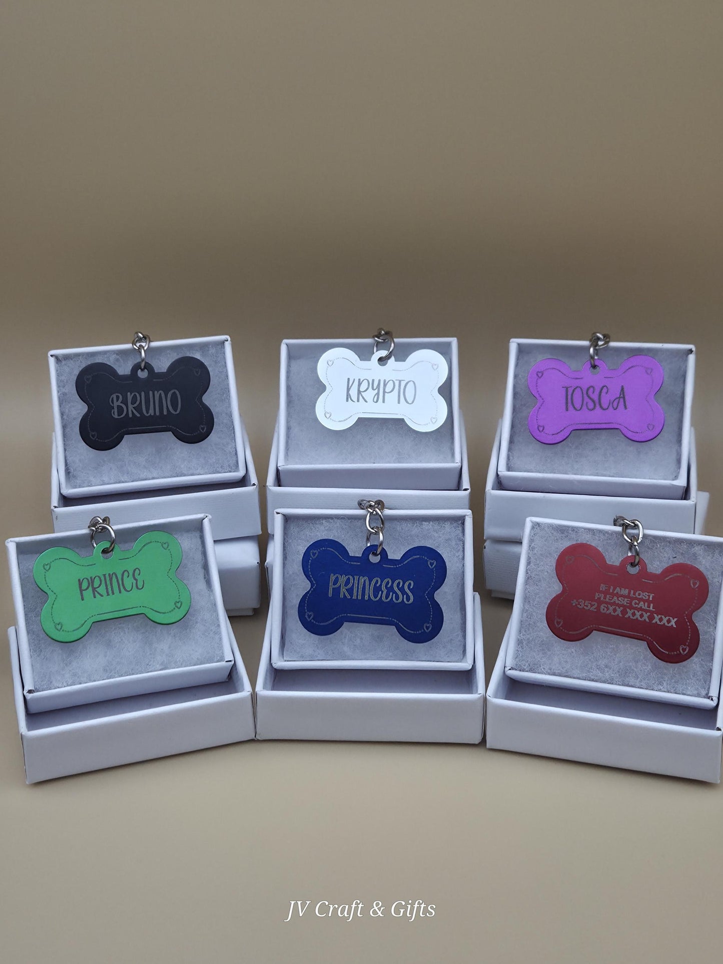 Personalized Dog Tag Bone Shape | Custom Pet ID Tag | Engraved Name & Phone Number