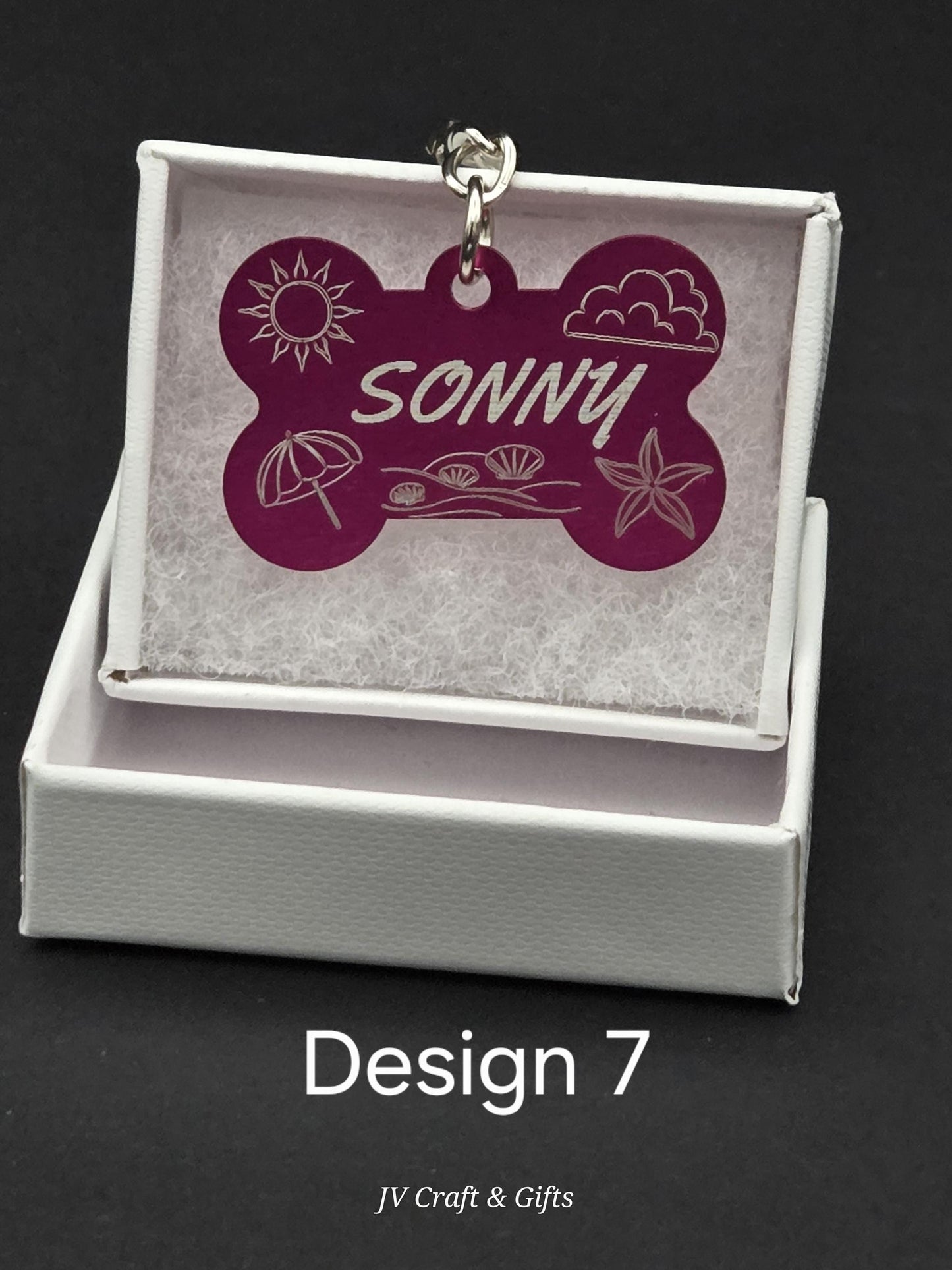 Personalized Summer Dog Tag – Engraved Beach and Travel Designs