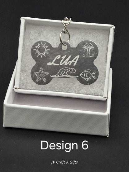 Personalized Summer Dog Tag – Engraved Beach and Travel Designs