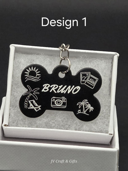 Personalized Summer Dog Tag – Engraved Beach and Travel Designs