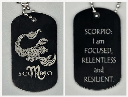 Zodiac Army Tag Necklace – Personalized Astrology Dog Tag