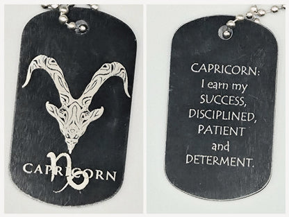 Zodiac Army Tag Necklace – Personalized Astrology Dog Tag