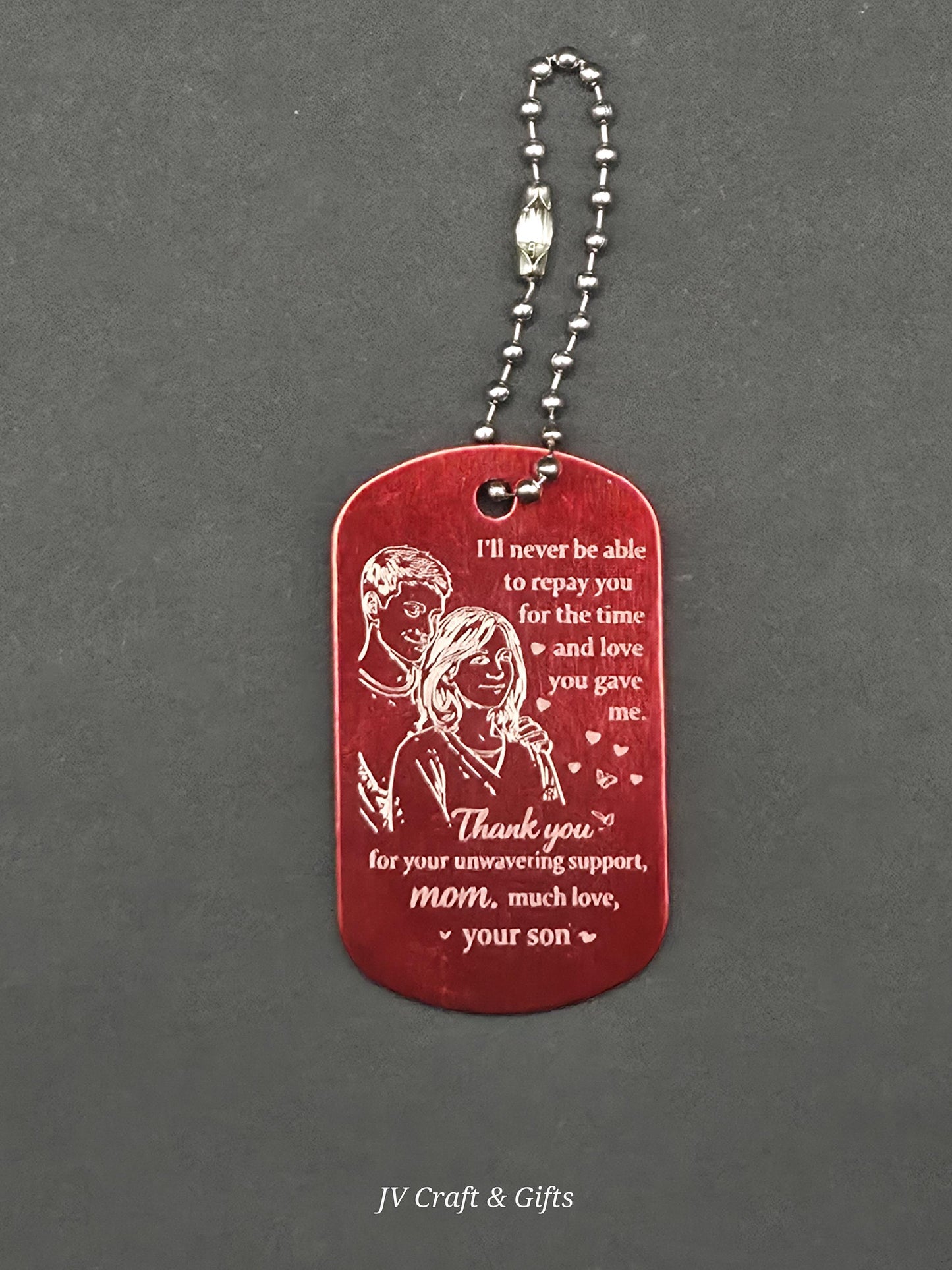 Family Message Army Dog Tag – Mother Son Daughter Gift – Engraved Family Necklace – Forever Keepsake