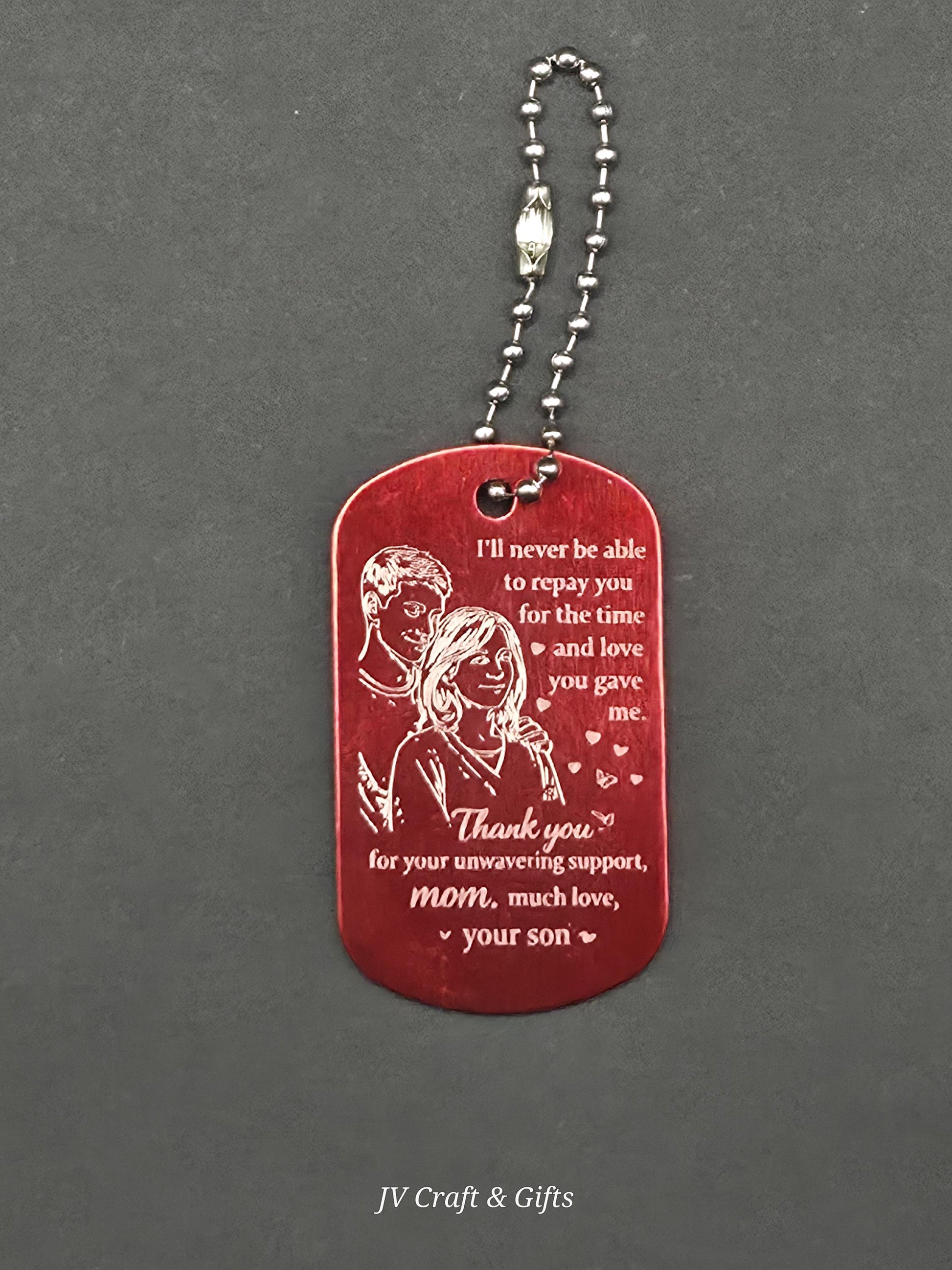 Family Message Army Dog Tag – Mother Son Daughter Gift – Engraved Family Necklace – Forever Keepsake