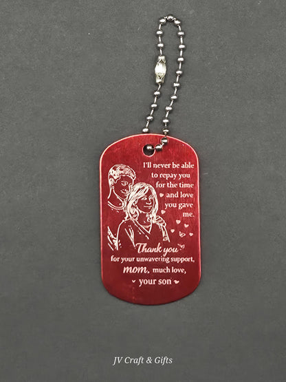 Family Message Army Dog Tag – Mother Son Daughter Gift – Engraved Family Necklace – Forever Keepsake