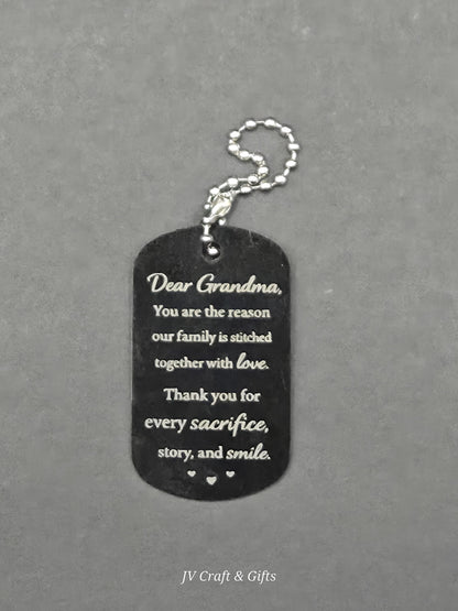 Family Message Army Dog Tag – Mother Son Daughter Gift – Engraved Family Necklace – Forever Keepsake