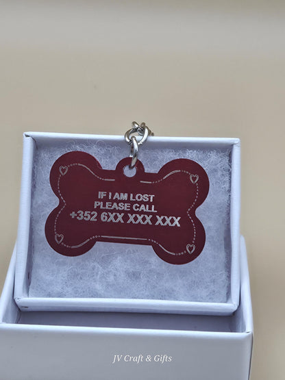 Personalized Dog Tag Bone Shape | Custom Pet ID Tag | Engraved Name & Phone Number