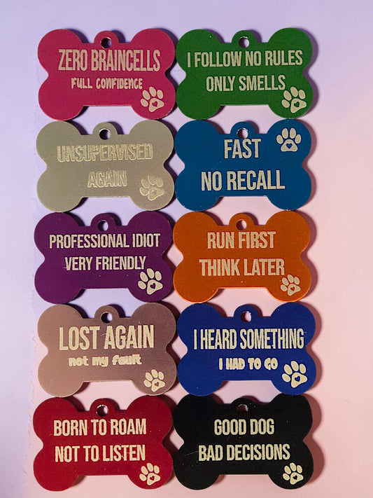 Funny Dog ID Tag Engraved | Custom Pet Tag With Phone Number