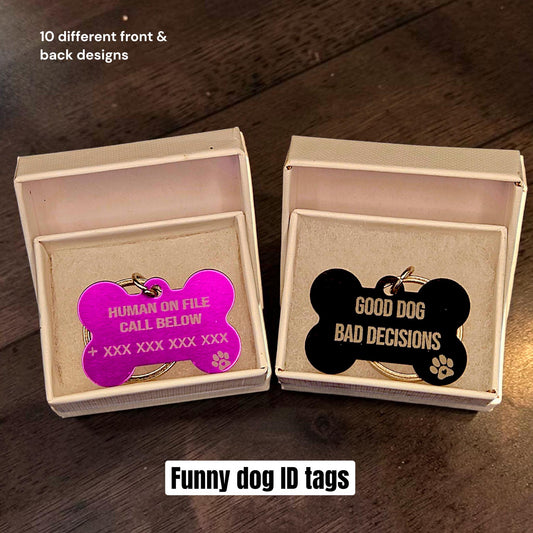 Funny Dog ID Tag Engraved | Custom Pet Tag With Phone Number