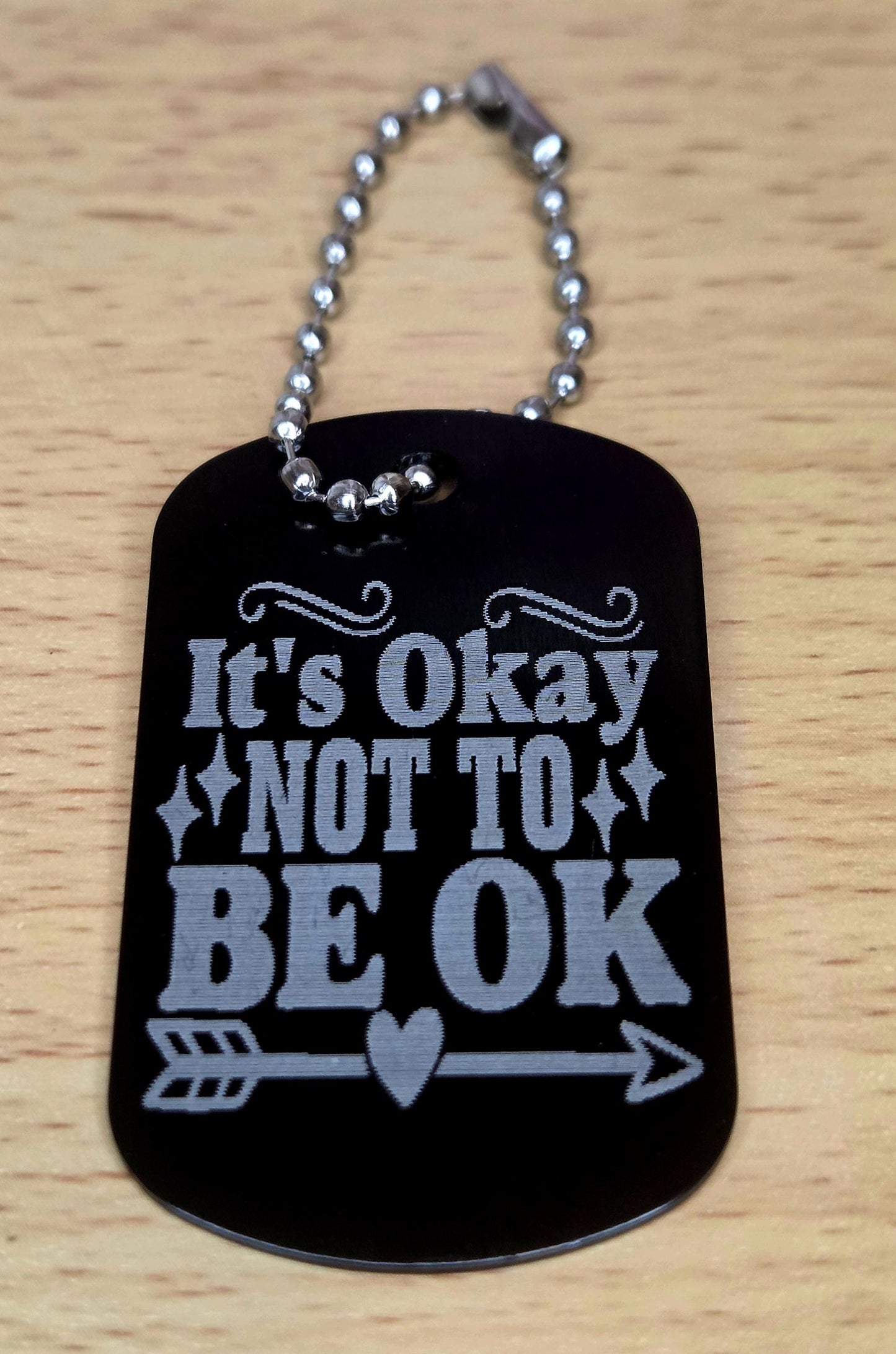 Mental Health Dog Tags | Motivational Engraved Metal Tags | Keychain, Ball Chain & Necklace