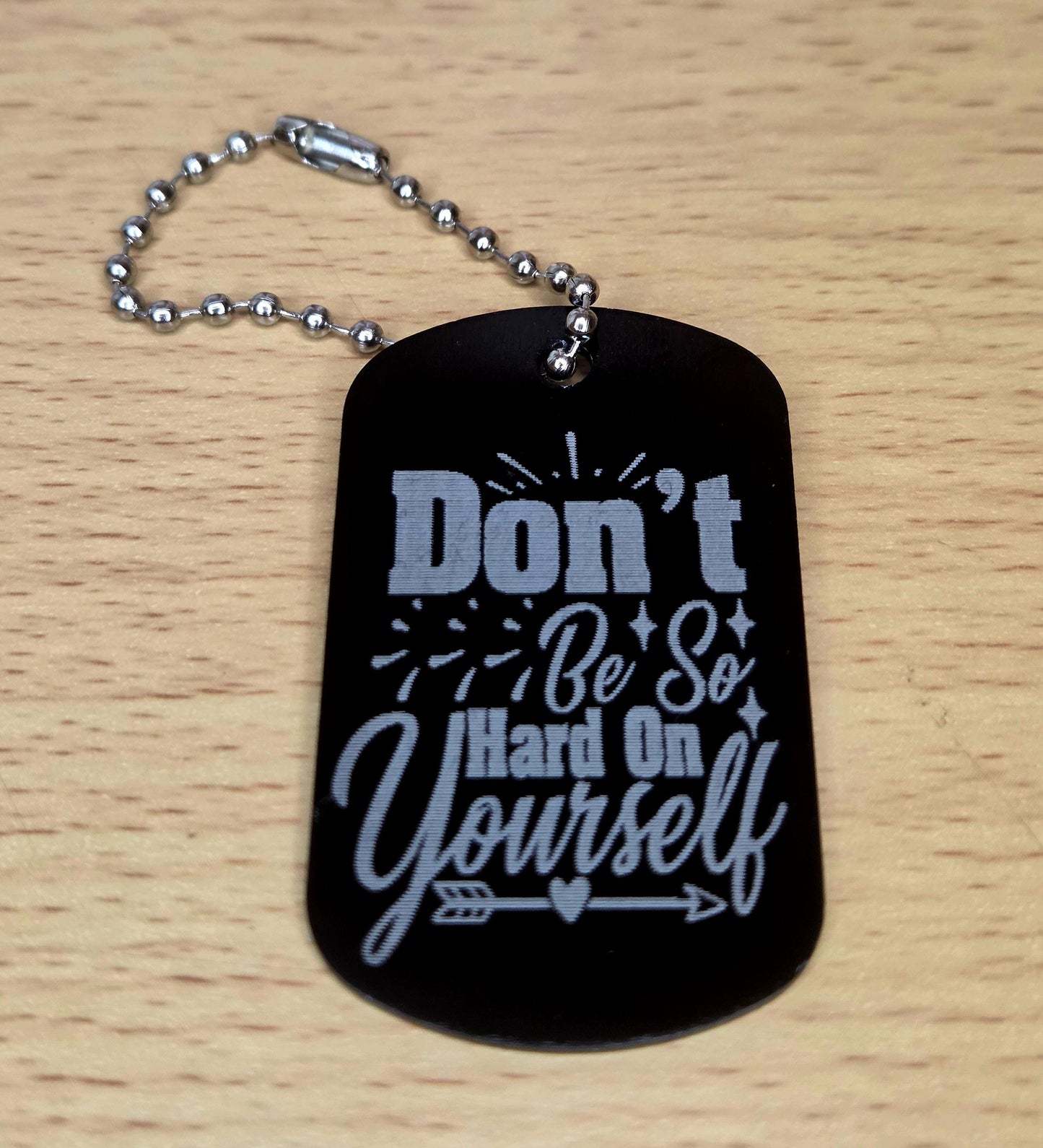 Mental Health Dog Tags | Motivational Engraved Metal Tags | Keychain, Ball Chain & Necklace