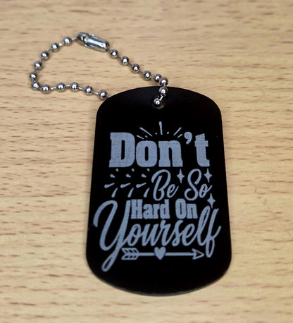 Mental Health Dog Tags | Motivational Engraved Metal Tags | Keychain, Ball Chain & Necklace