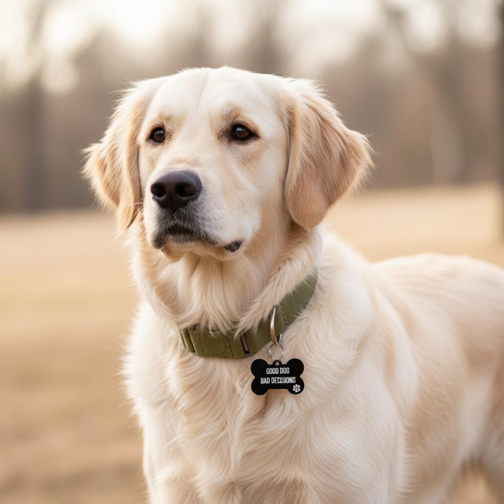 Funny Dog ID Tag Engraved | Custom Pet Tag With Phone Number
