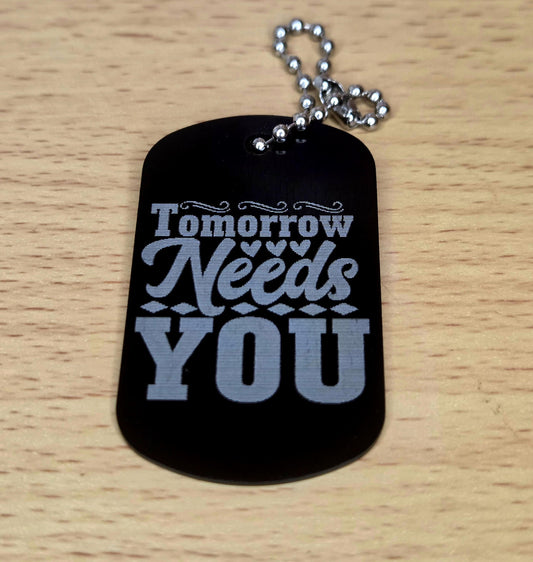 Mental Health Dog Tags | Motivational Engraved Metal Tags | Keychain, Ball Chain & Necklace