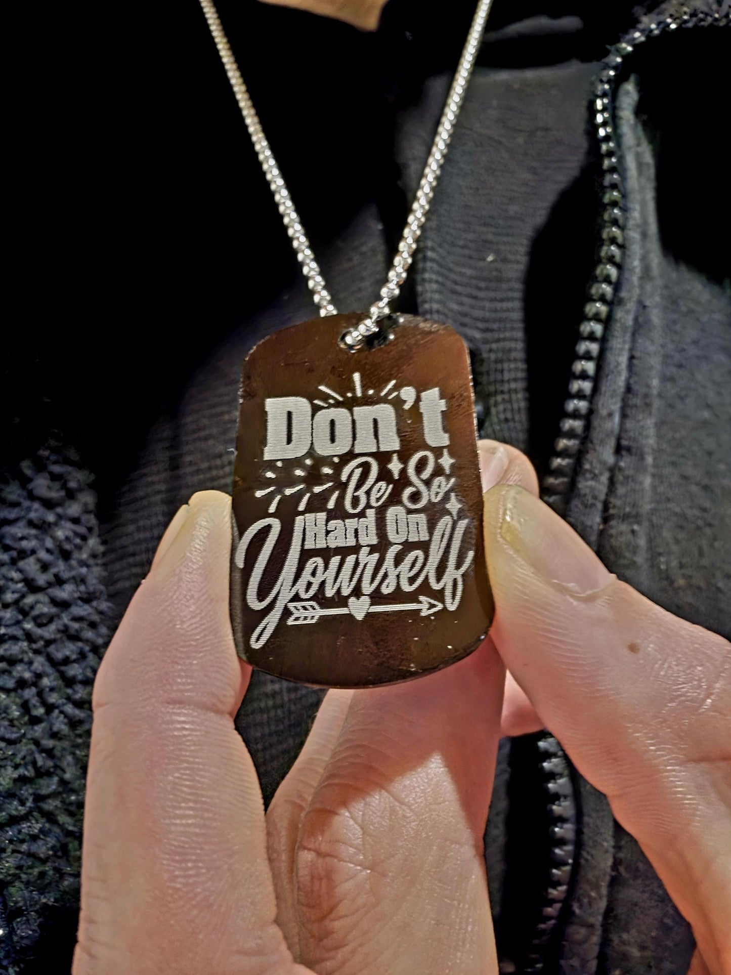 Mental Health Dog Tags | Motivational Engraved Metal Tags | Keychain, Ball Chain & Necklace