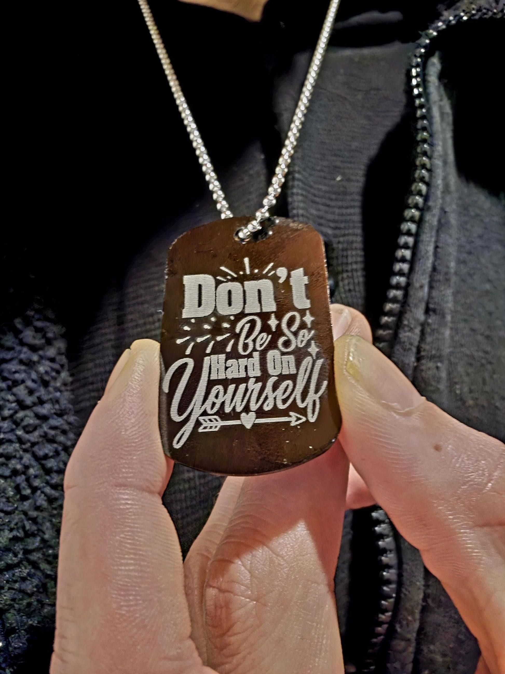 Mental Health Dog Tags | Motivational Engraved Metal Tags | Keychain, Ball Chain & Necklace
