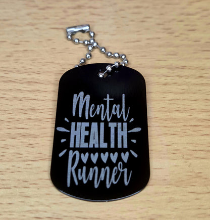 Mental Health Dog Tags | Motivational Engraved Metal Tags | Keychain, Ball Chain & Necklace