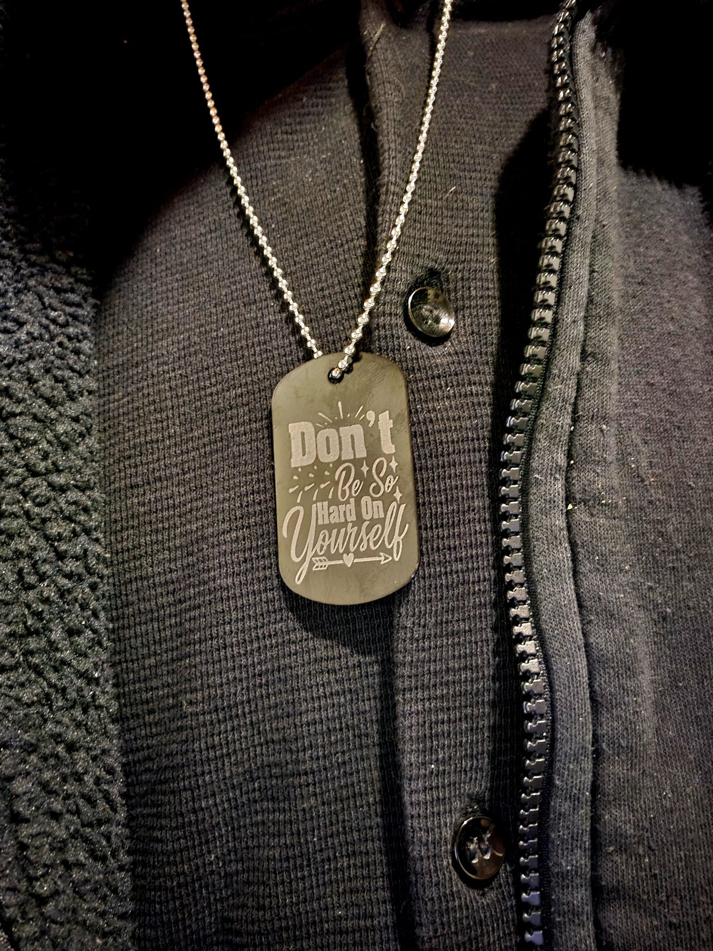 Mental Health Dog Tags | Motivational Engraved Metal Tags | Keychain, Ball Chain & Necklace