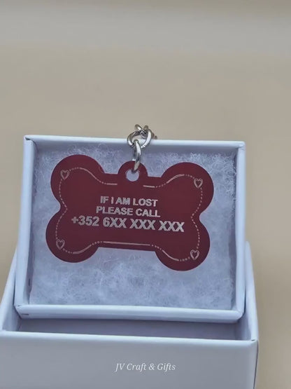 Personalized Dog Tag Bone Shape | Custom Pet ID Tag | Engraved Name & Phone Number